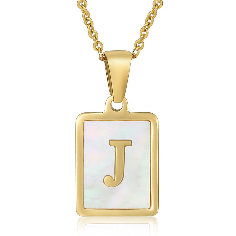 Wholesale Titanium Steel Shell Alphabet 18K Gold Necklace